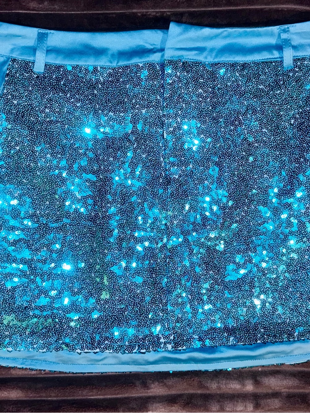 Blue Sequin Mini Skirt